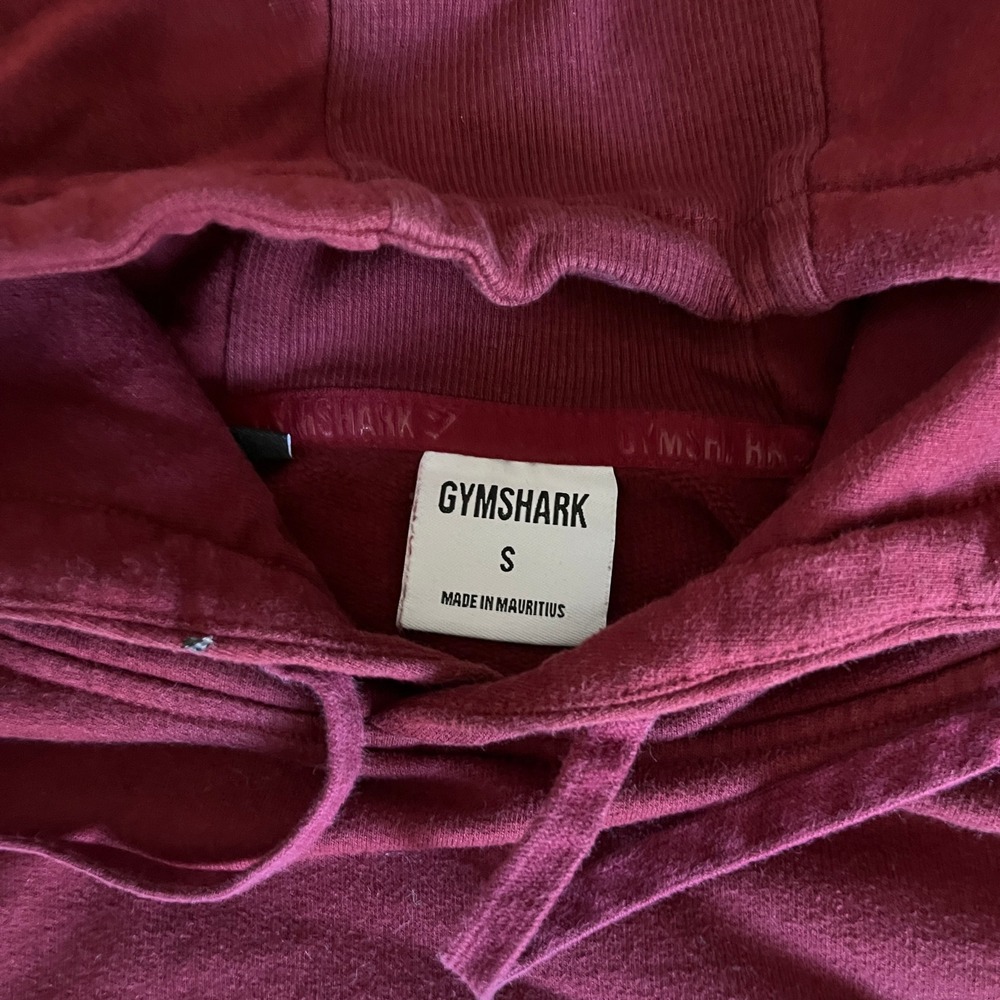 Gymshark Womens Cropped Hoodie Small Burgundy Maroon Logo Pullover Sweatshirt - Picture 2 of 5